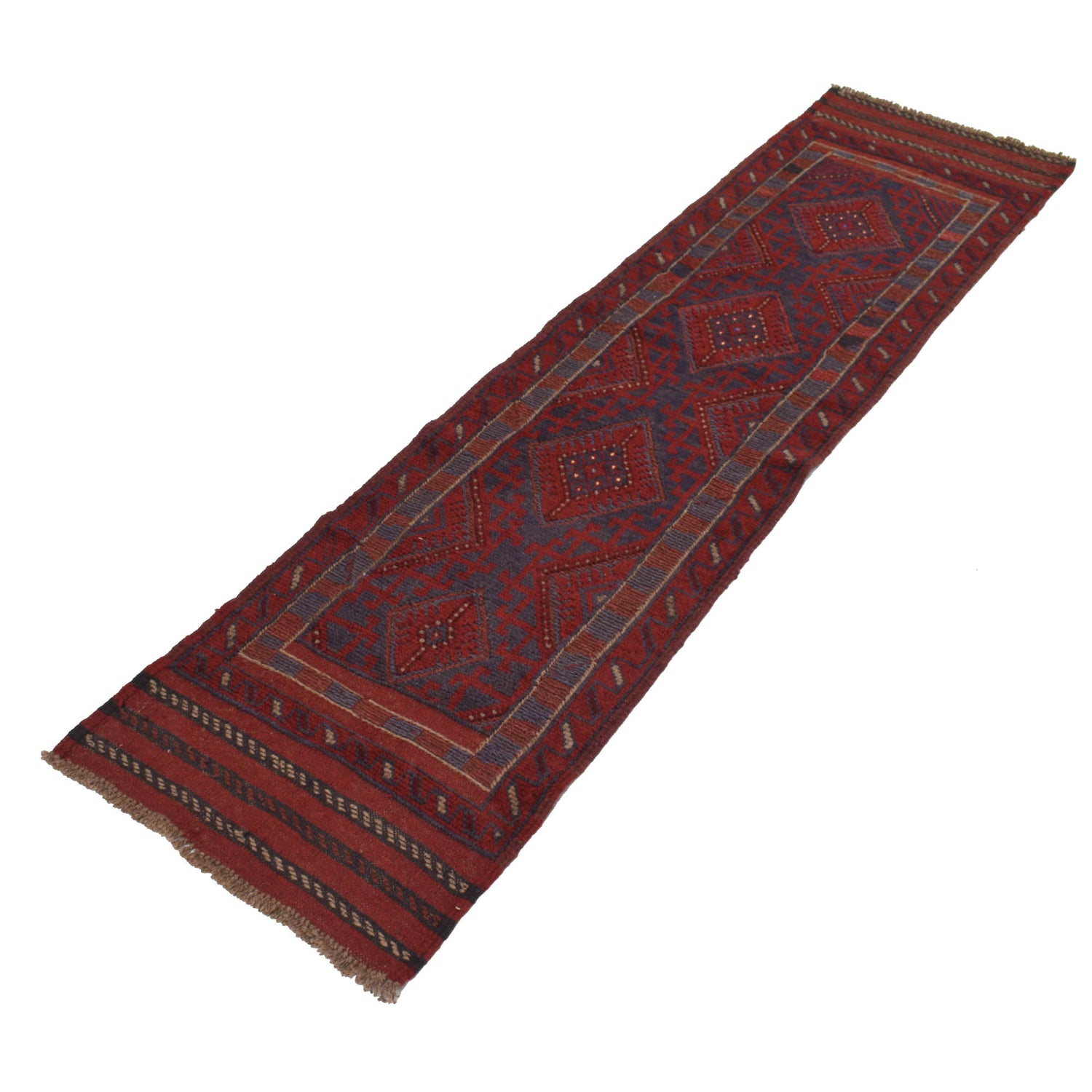 Mashwani Runner Rug Handmade Deep Red Geometric 8' Runner