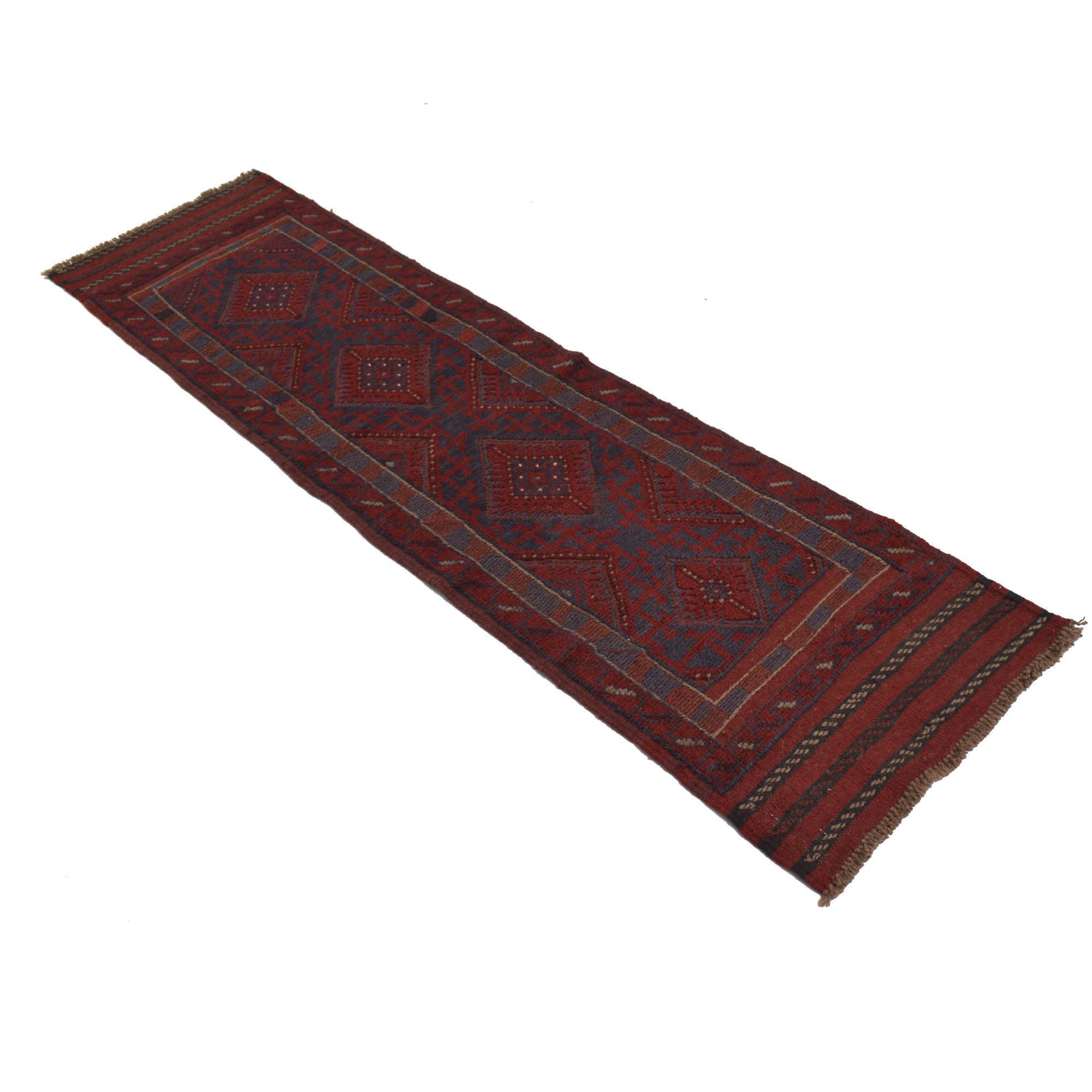 Mashwani Runner Rug Handmade Deep Red Geometric 8' Runner