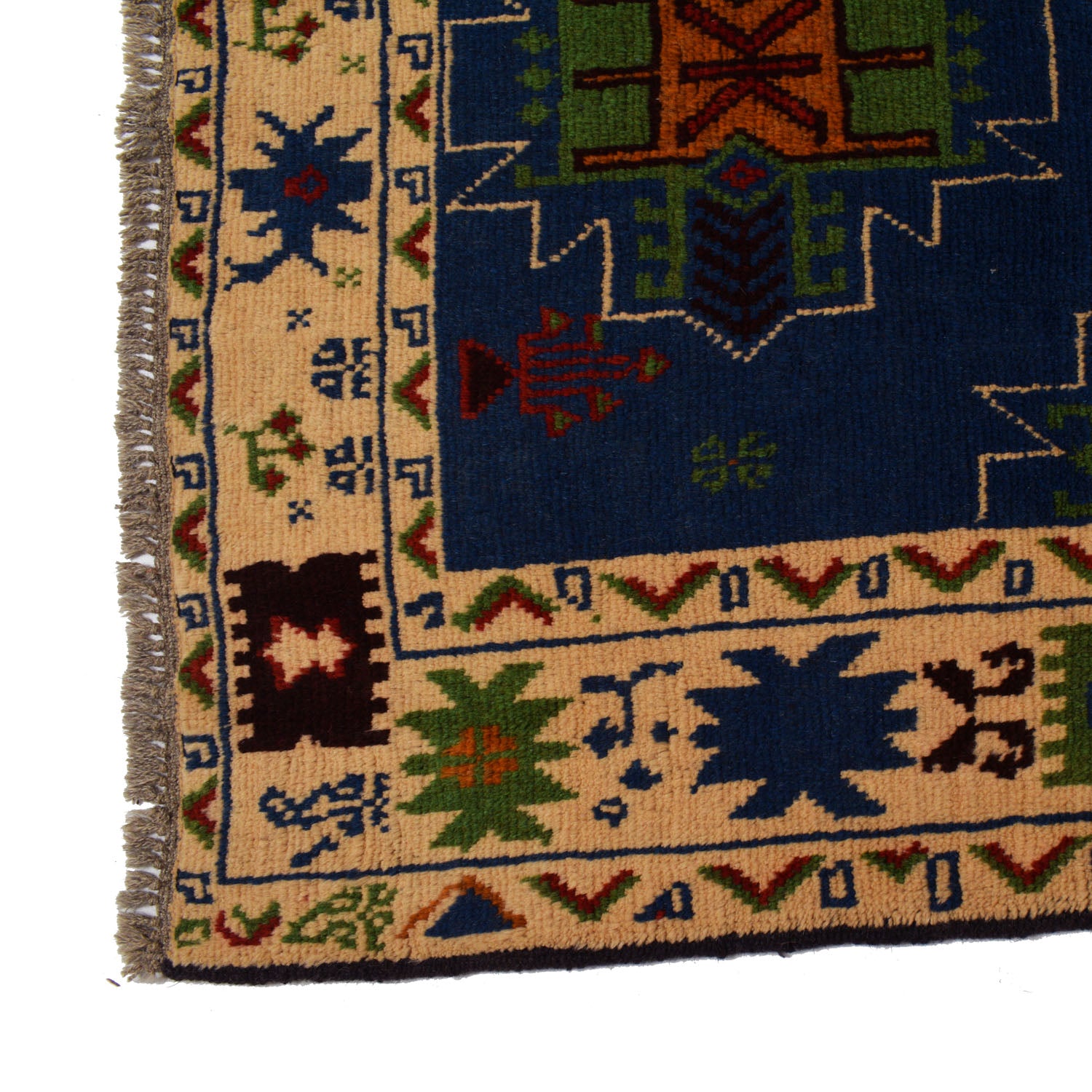 Kohistani Area Rug Handmade Blue Indigo Floral 6x9 ft
