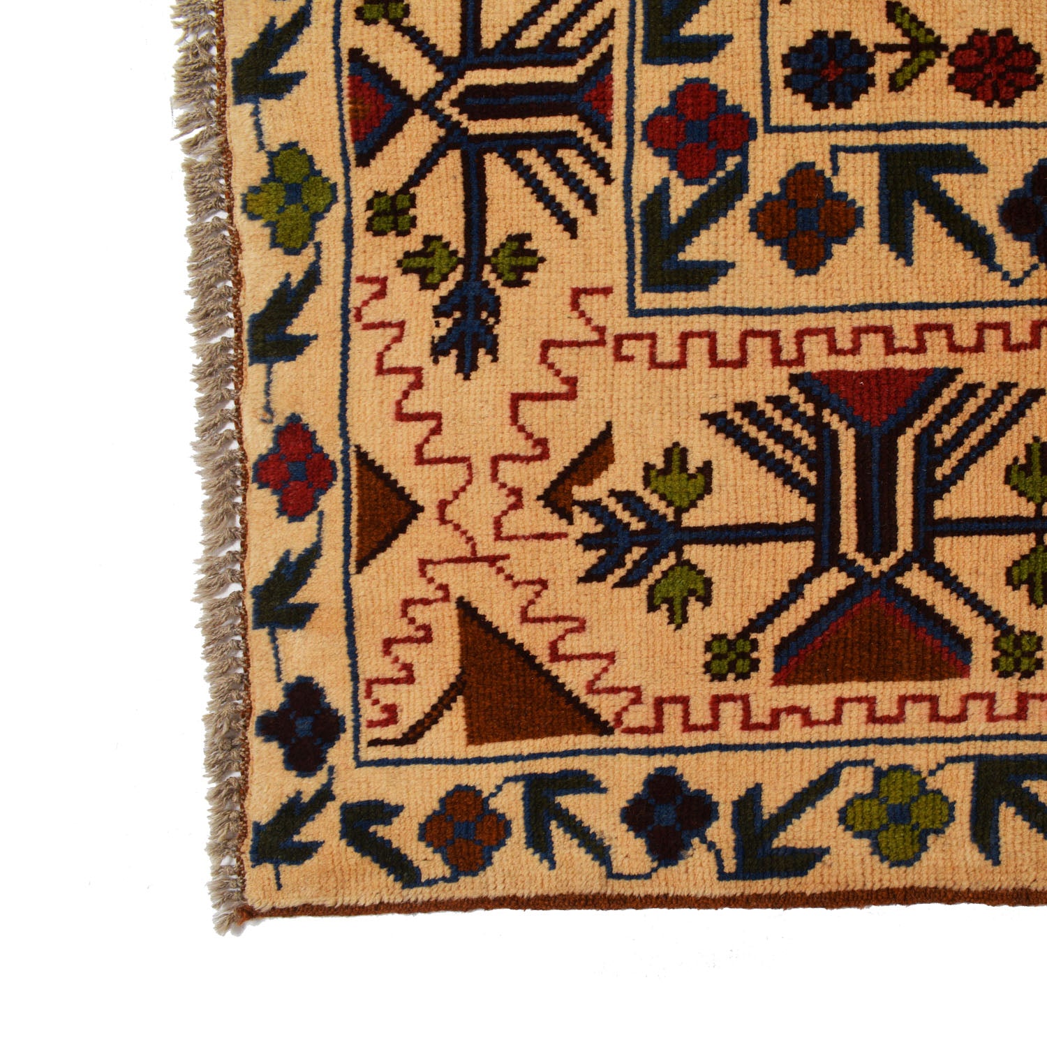 Kohistani Area Rug Handmade Beige Floral 6x9 ft