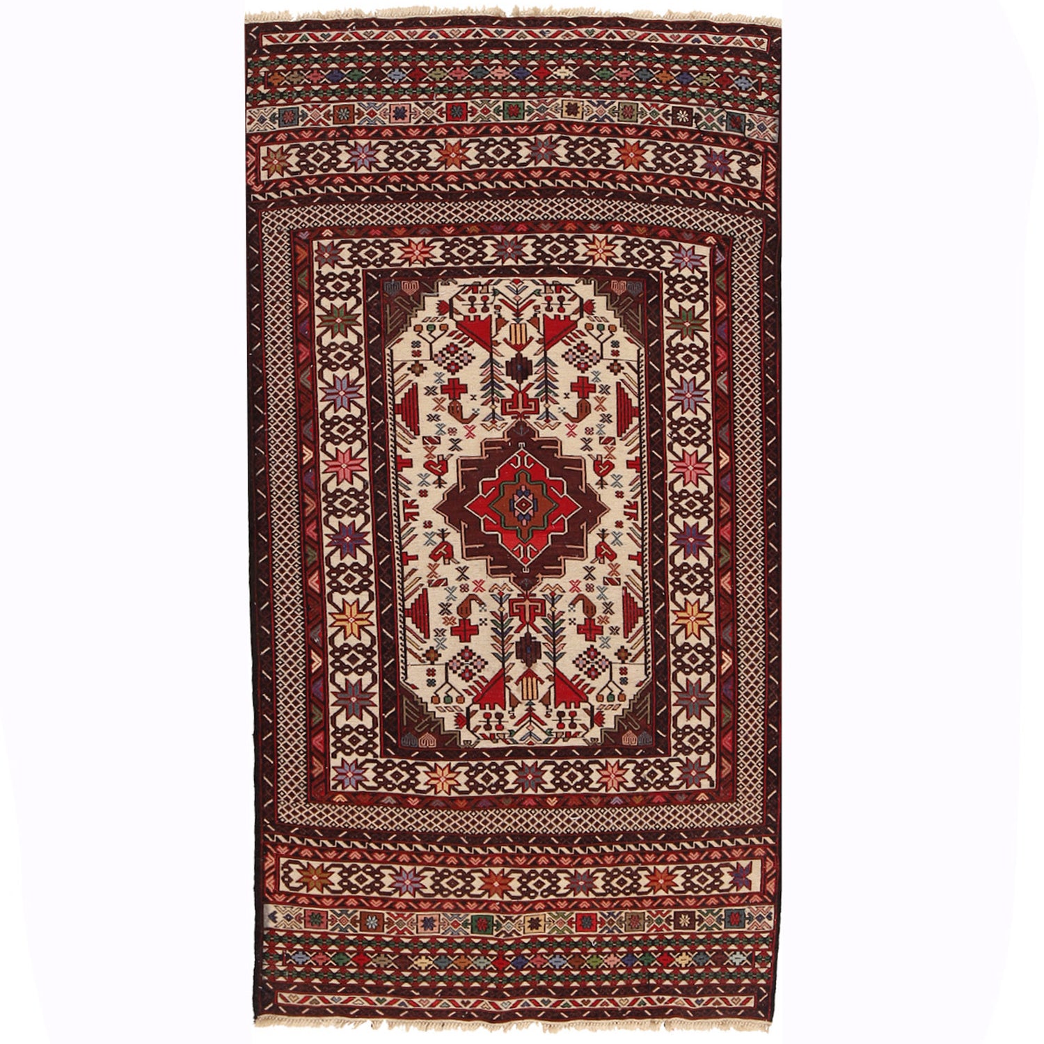 Maliki Kilim Area Rug Handmade Multi Floral 4x6 ft