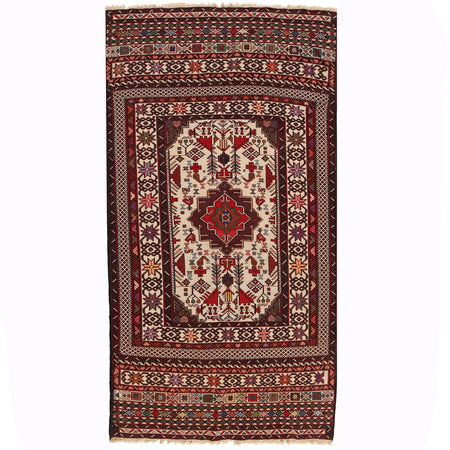 Maliki Kilim Area Rug Handmade Multi Floral 4x6 ft