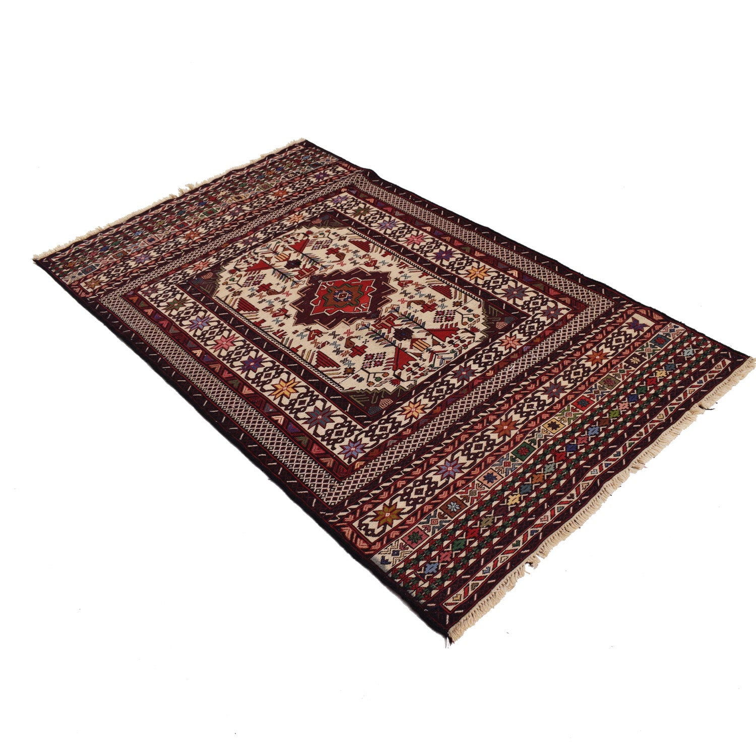 Maliki Kilim Area Rug Handmade Multi Floral 4x6 ft