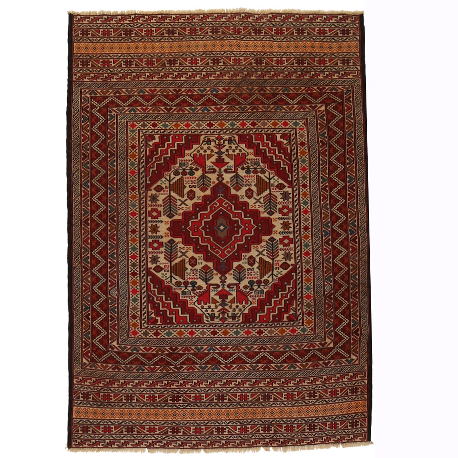 Maliki Kilim Area Rug Handmade Multi Floral 4x6 ft
