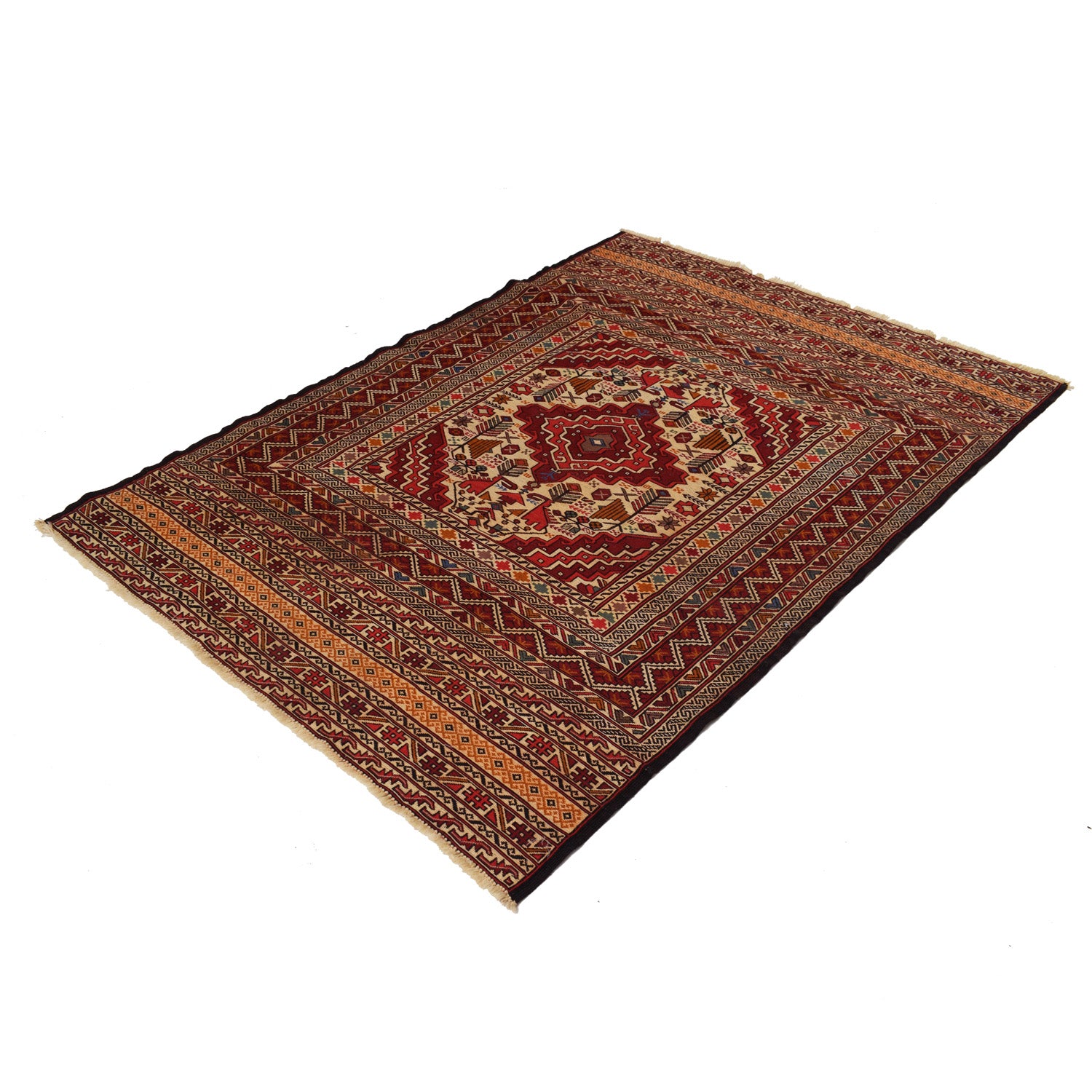 Maliki Kilim Area Rug Handmade Multi Floral 4x6 ft