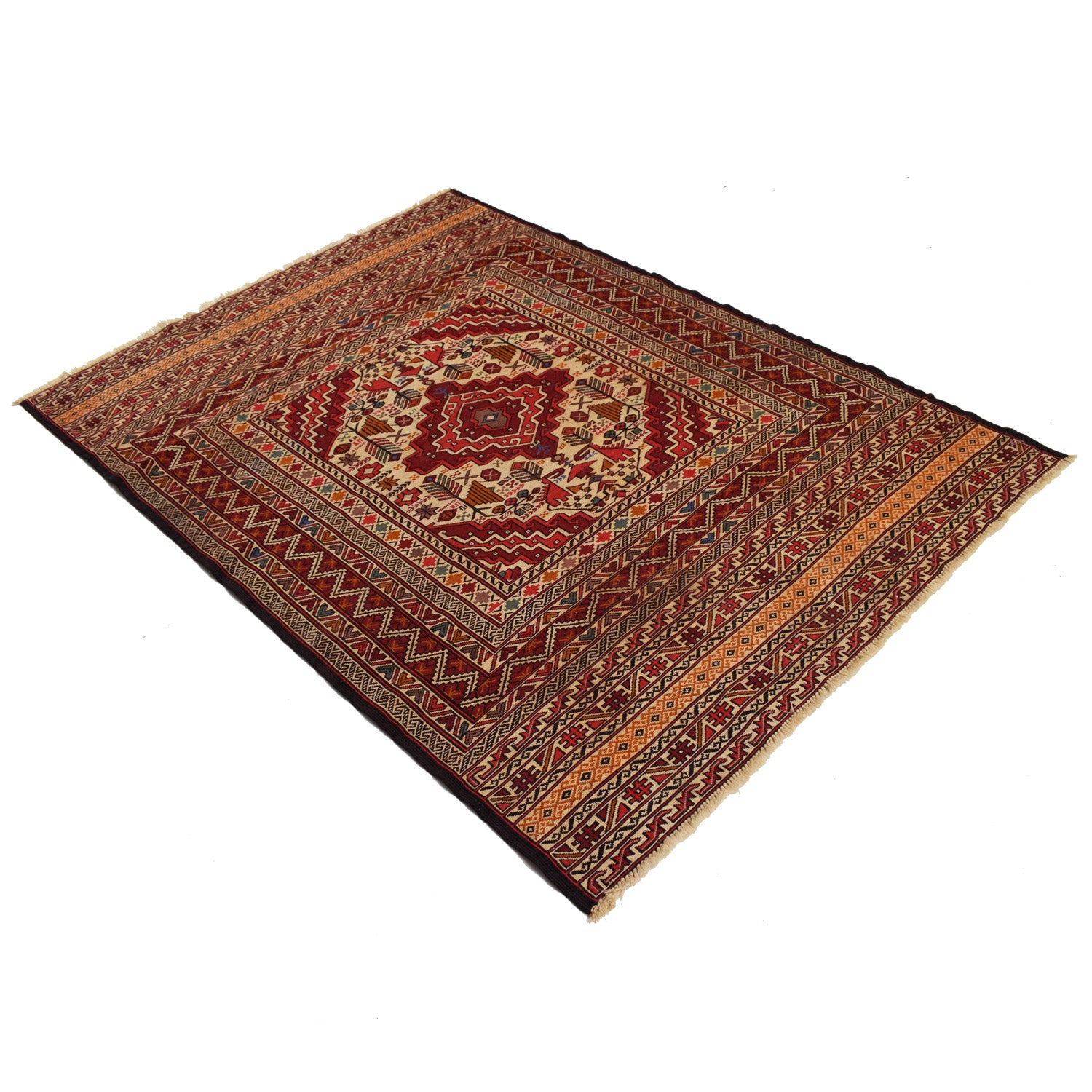 Maliki Kilim Area Rug Handmade Multi Floral 4x6 ft