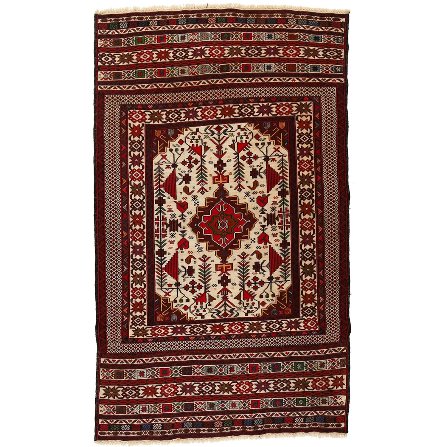 Maliki Kilim Area Rug Handmade Multi Floral 4x6 ft