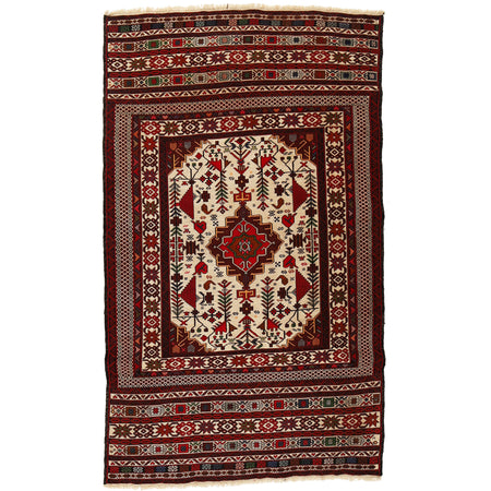 Maliki Kilim Area Rug Handmade Multi Floral 4x6 ft