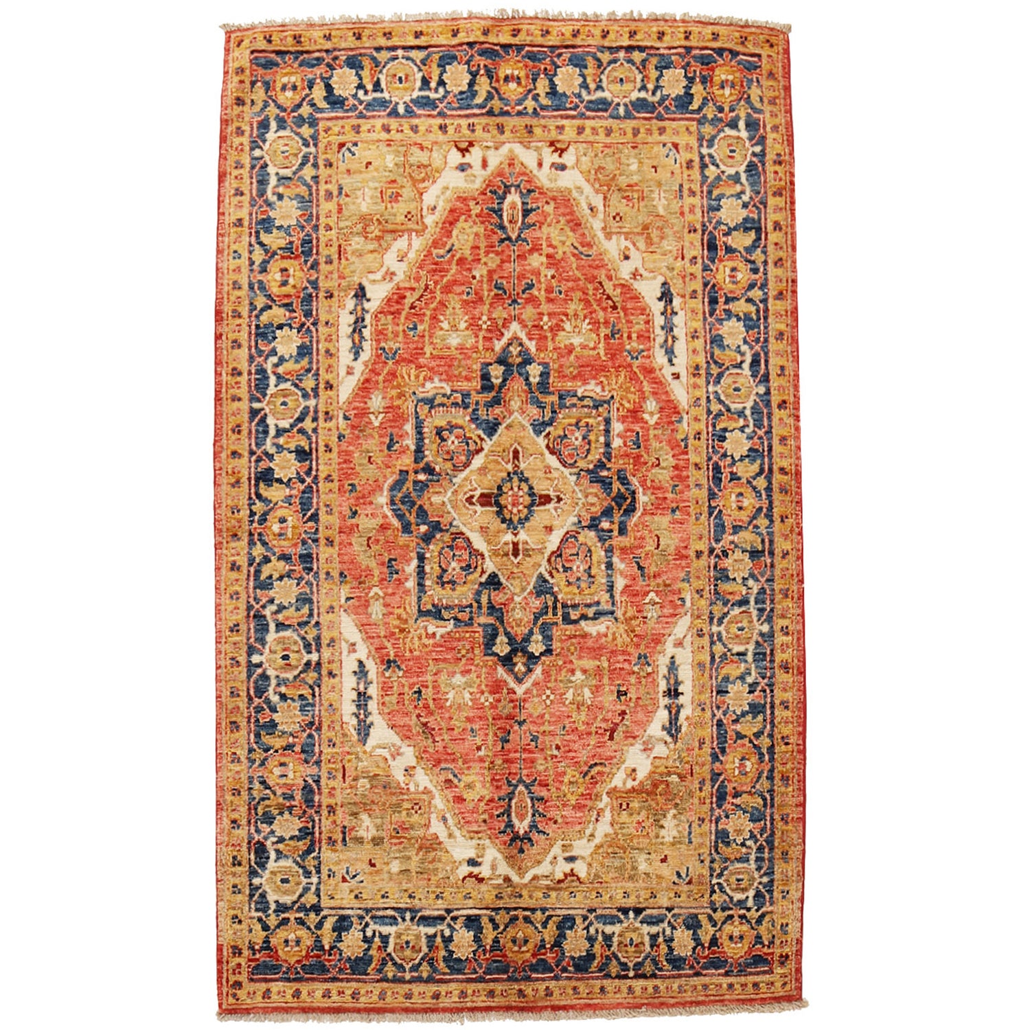 Heriz Area Rug Handmade Multi Medallion 4x6 ft