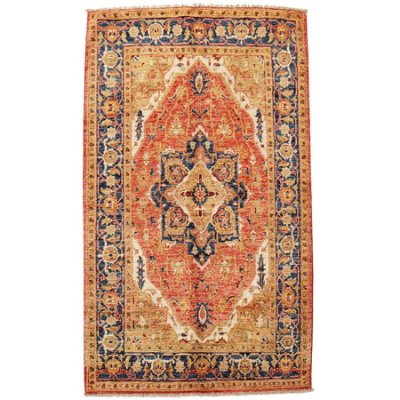 Heriz Area Rug Handmade Multi Medallion 4x6 ft