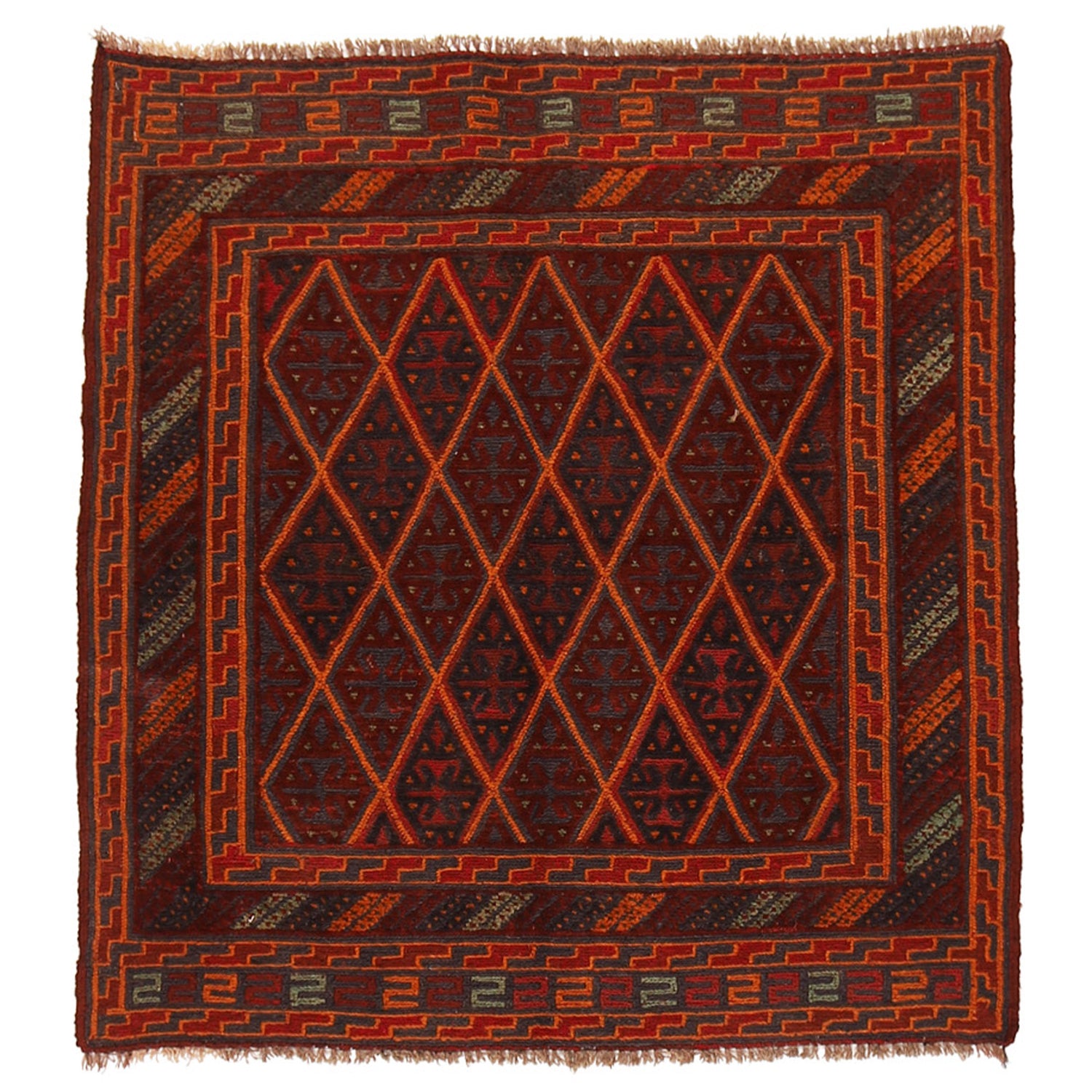 Mashwani Runner Rug Handmade Multi Geometric 4x4 ft