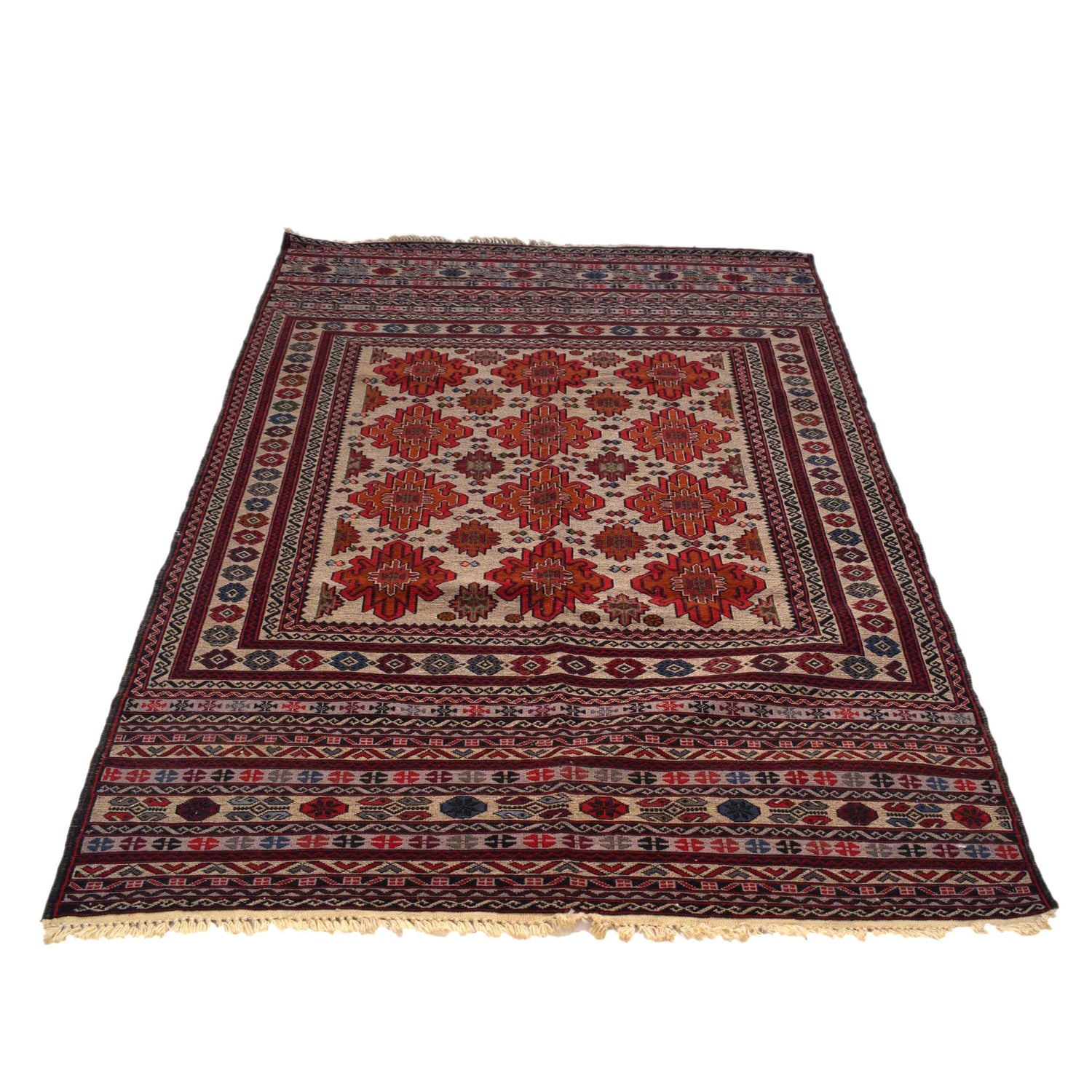 Maliki Kilim Area Rug Handmade Multi Floral 4x6 ft