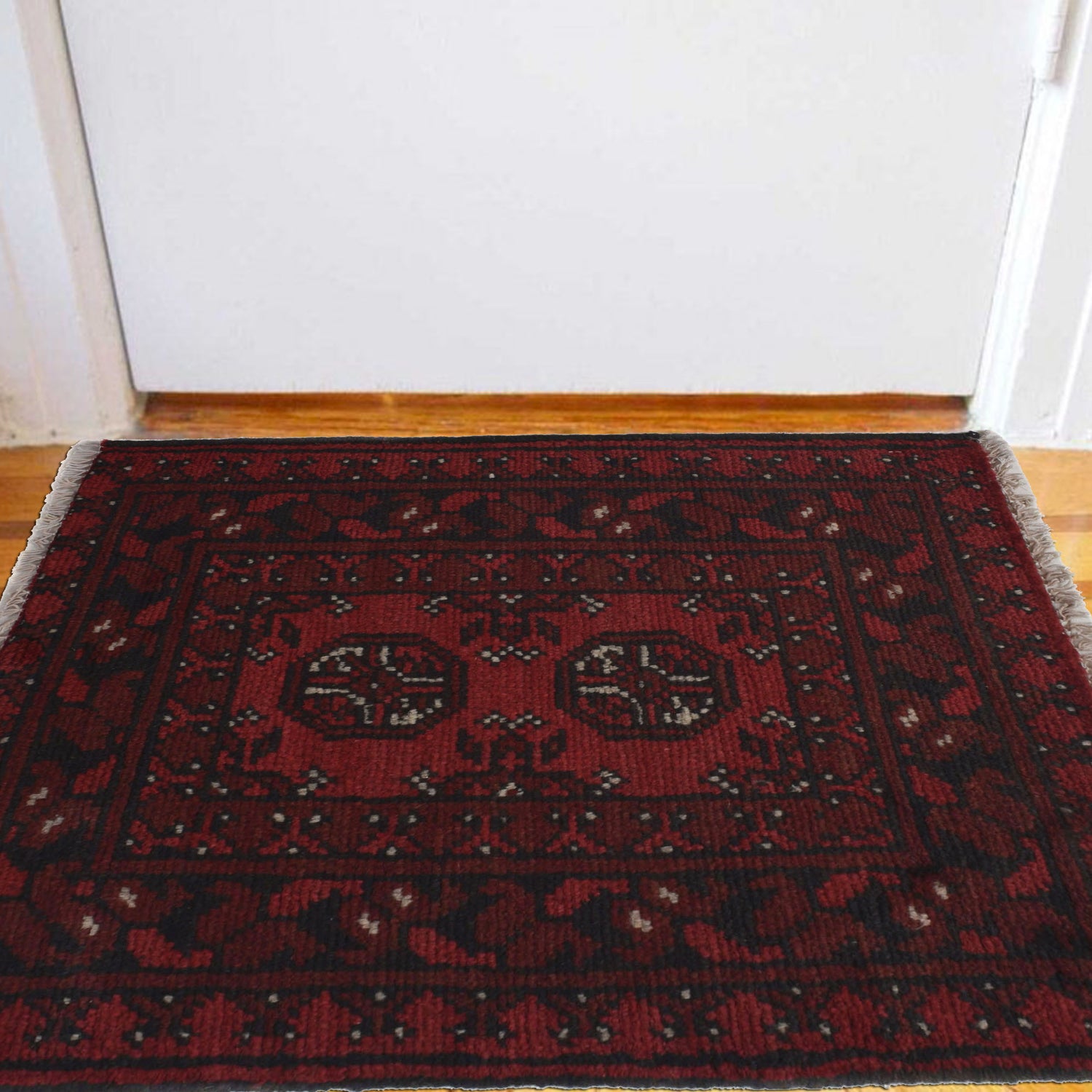 Handmade Wool Doormat Red Floral