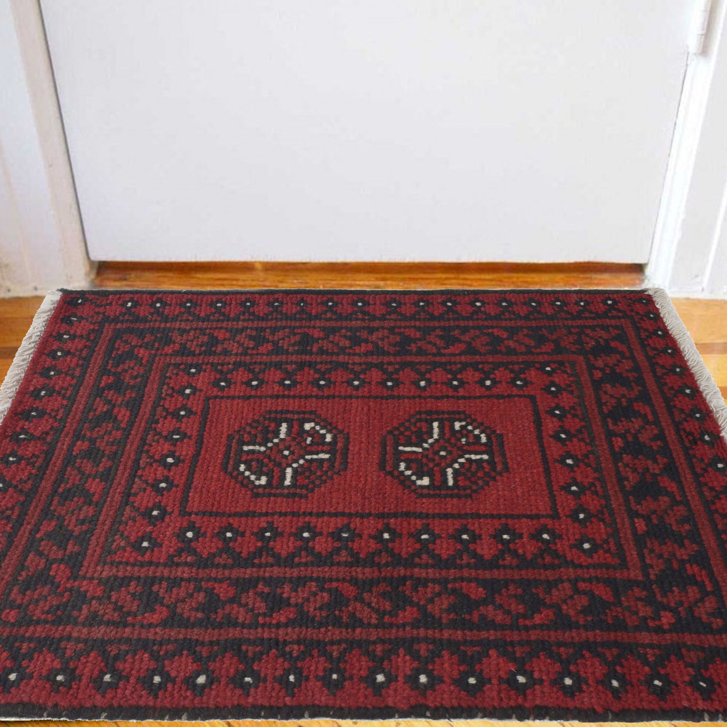 Handmade Wool Doormat Red Floral