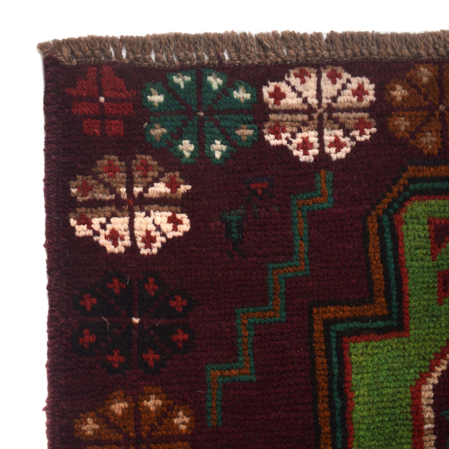 Baluchi Rug Handmade Dark Purple Floral 4x6 ft