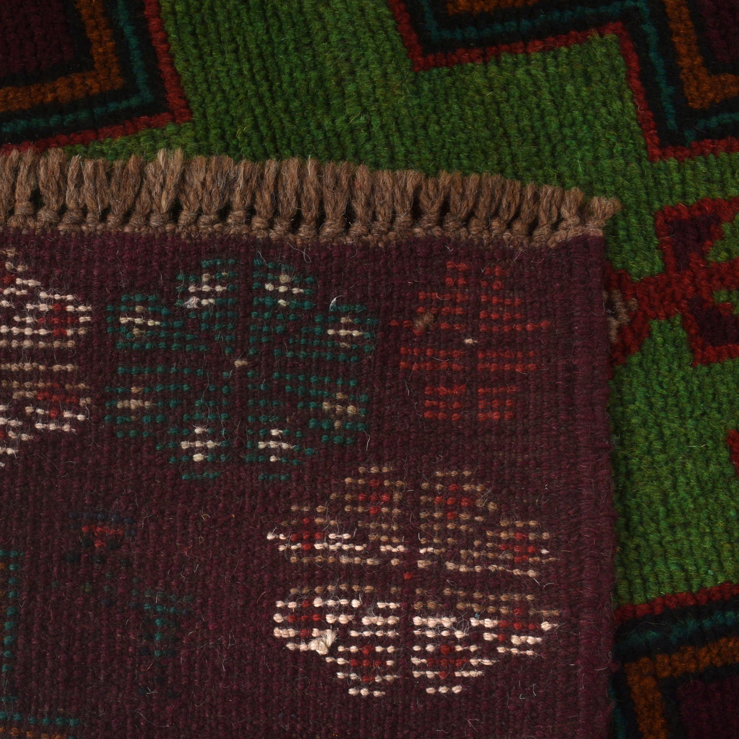 Baluchi Rug Handmade Dark Purple Floral 4x6 ft