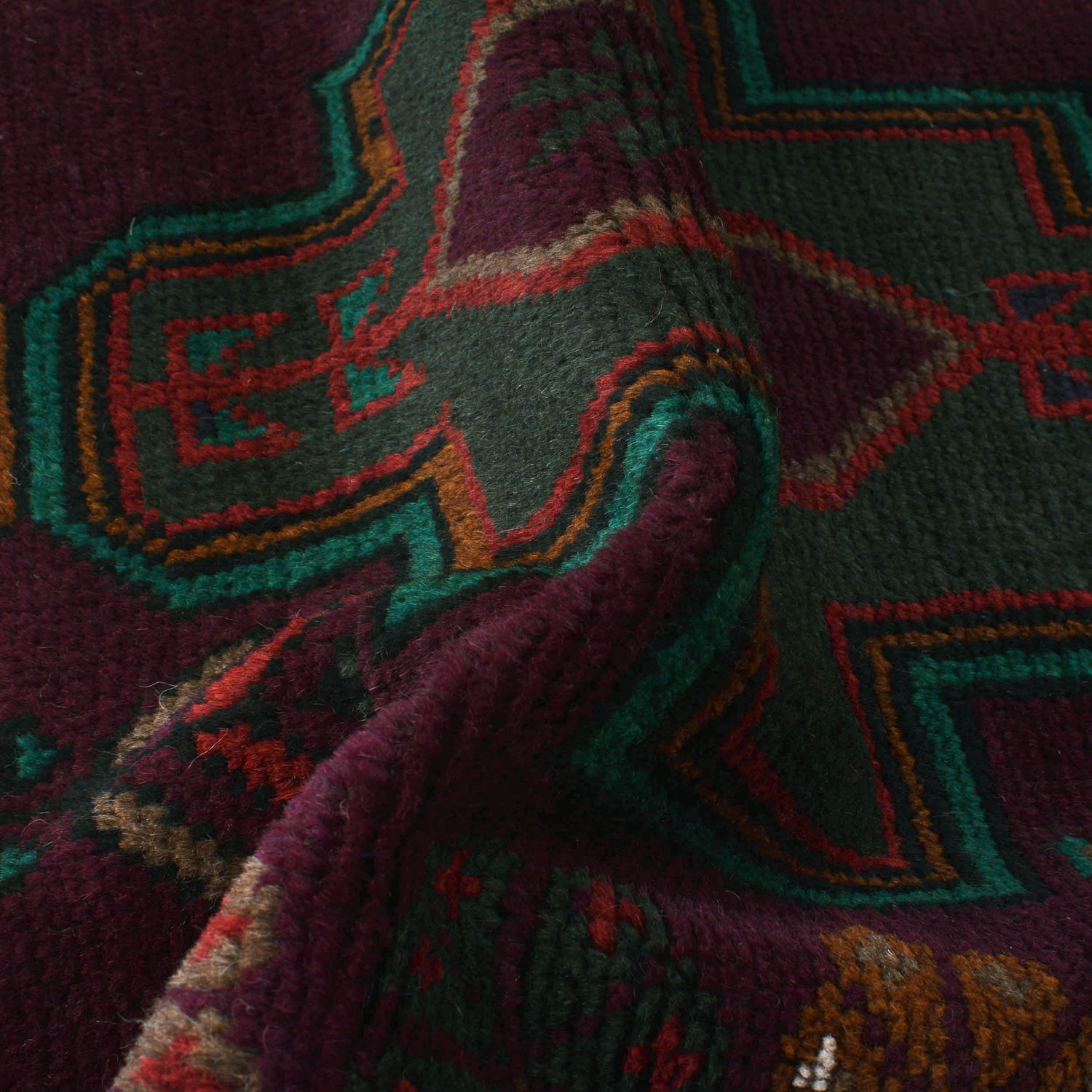 Baluchi Rug Handmade Dark Purple Floral 4x6 ft
