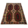 Baluchi Rug Handmade Beige Floral 4x6 ft