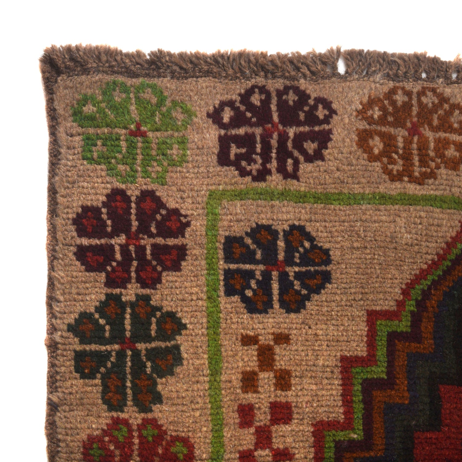 Baluchi Rug Handmade Beige Floral 4x6 ft