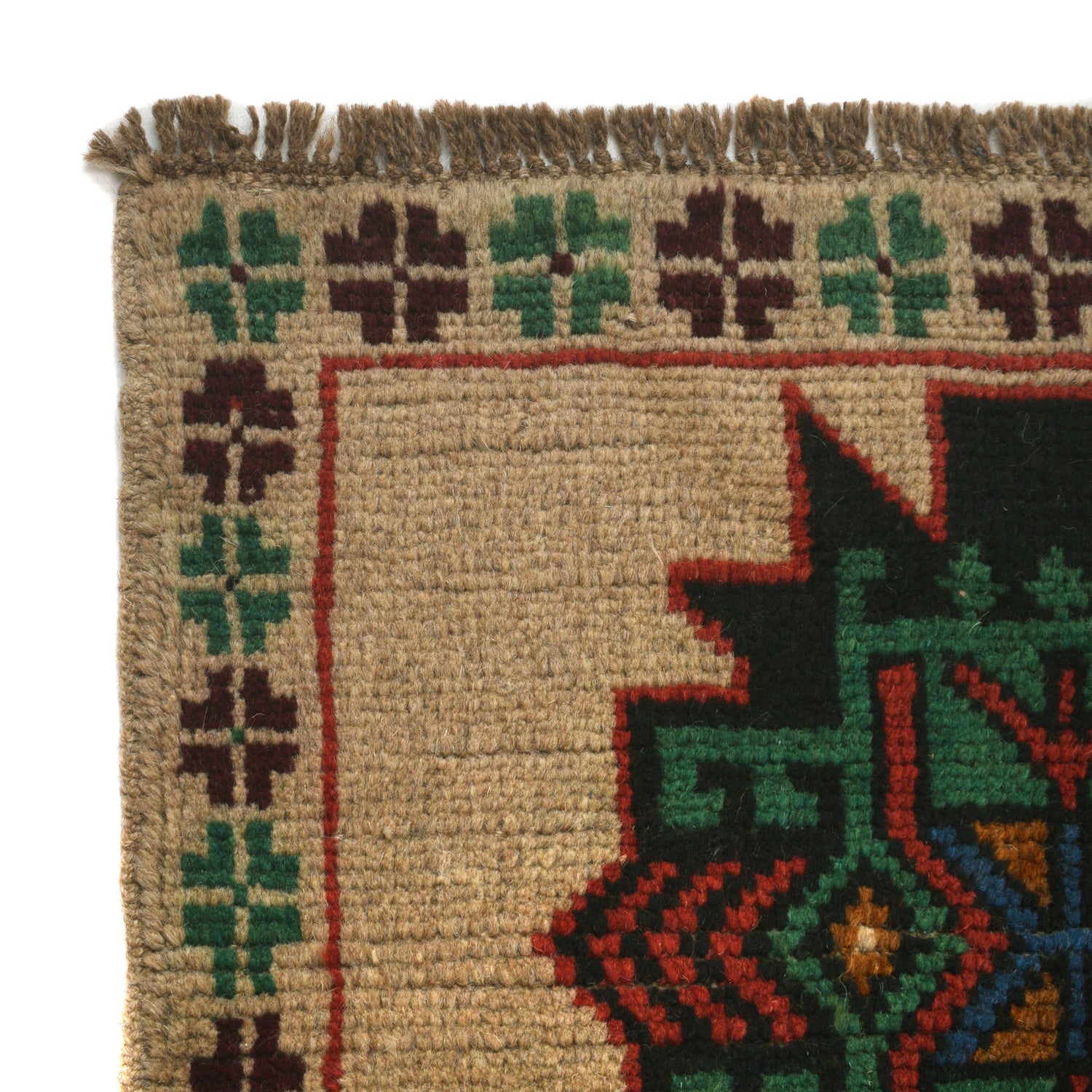 Baluchi Rug Handmade Tan Floral 4x6 ft