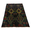 Baluchi Rug Handmade Black Floral 4x6 ft