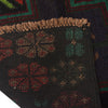 Baluchi Rug Handmade Black Floral 4x6 ft