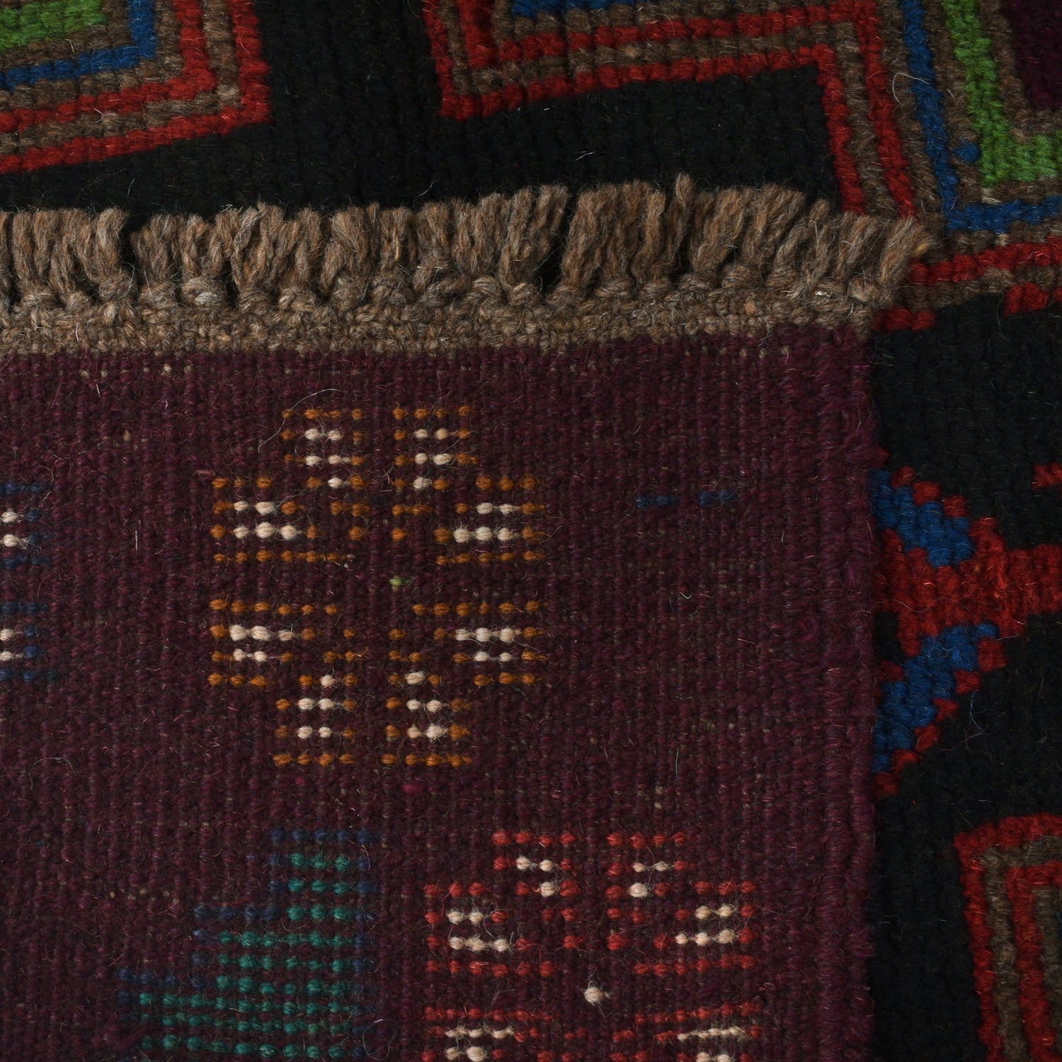 Baluchi Rug Handmade Dark Purple Floral 4x6 ft
