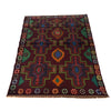 Baluchi Rug Handmade Dark Purple Floral 4x6 ft
