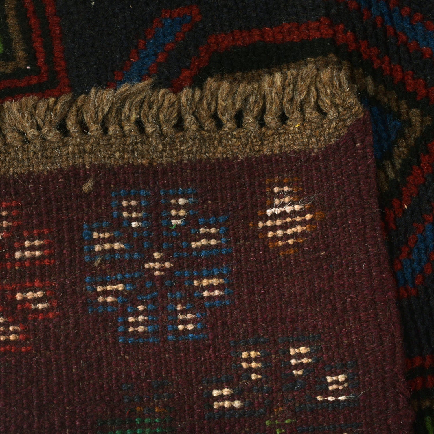 Baluchi Rug Handmade Dark Purple Floral 4x6 ft