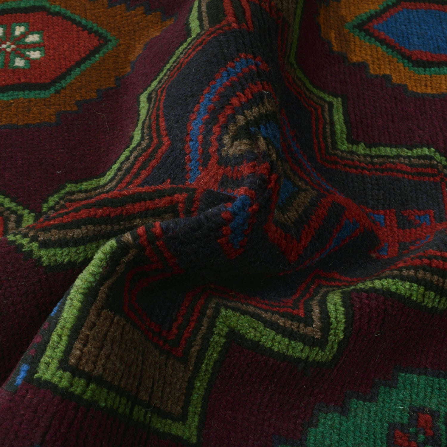 Baluchi Rug Handmade Dark Purple Floral 4x6 ft