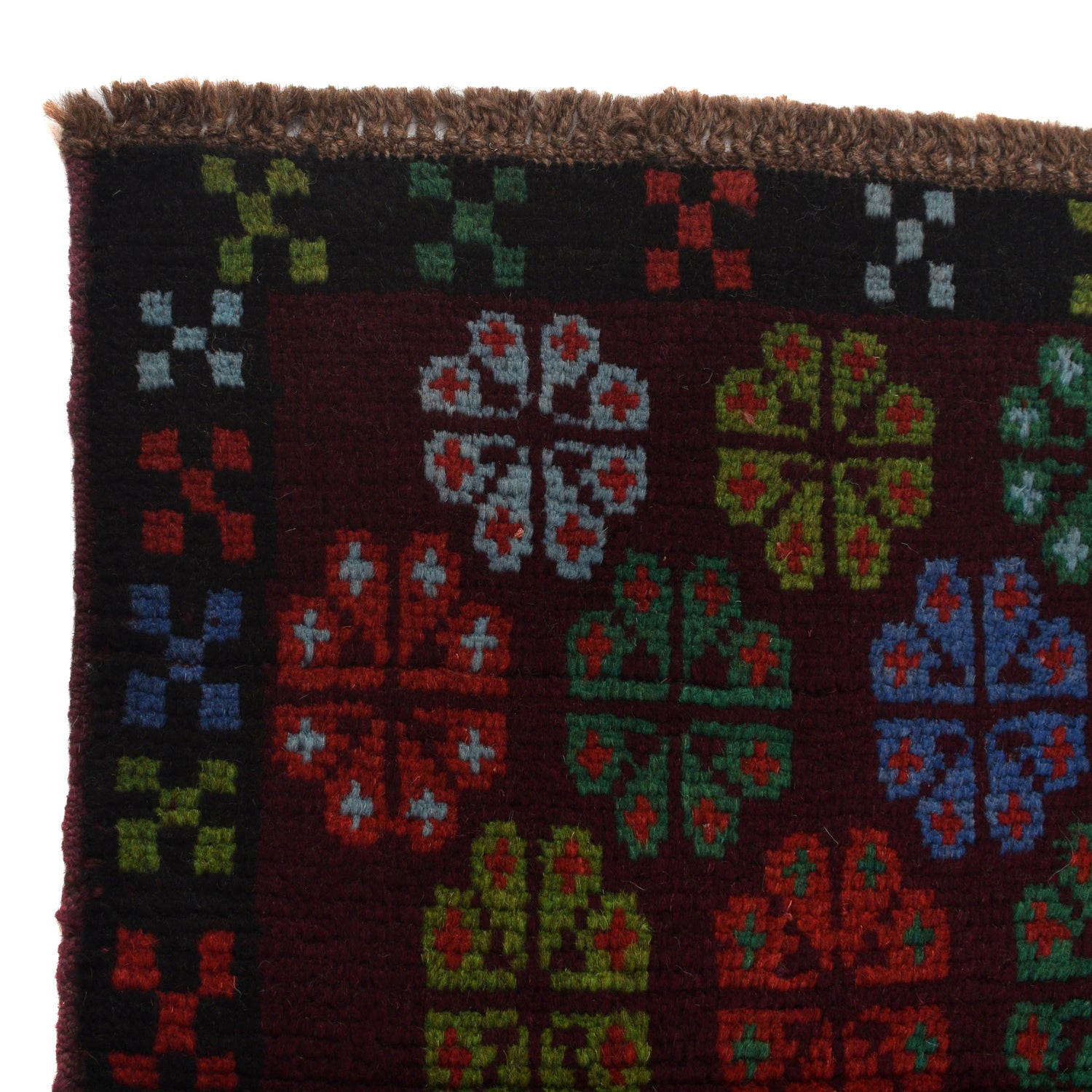 Baluchi Rug Handmade Dark Purple Floral 4x6 ft