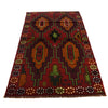 Baluchi Rug Handmade Red Floral 4x6 ft