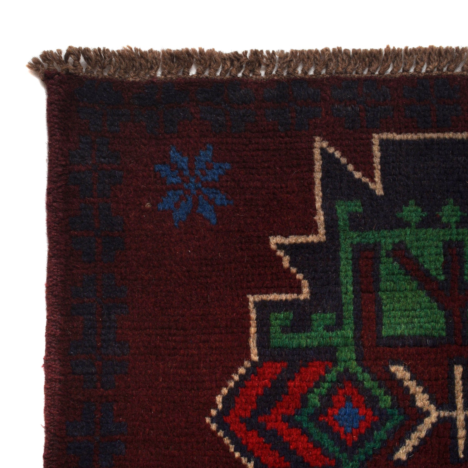 Baluchi Rug Handmade Dark Purple Geometric 4x6 ft