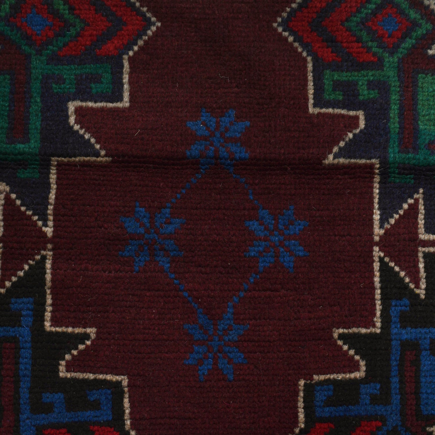 Baluchi Rug Handmade Dark Purple Geometric 4x6 ft