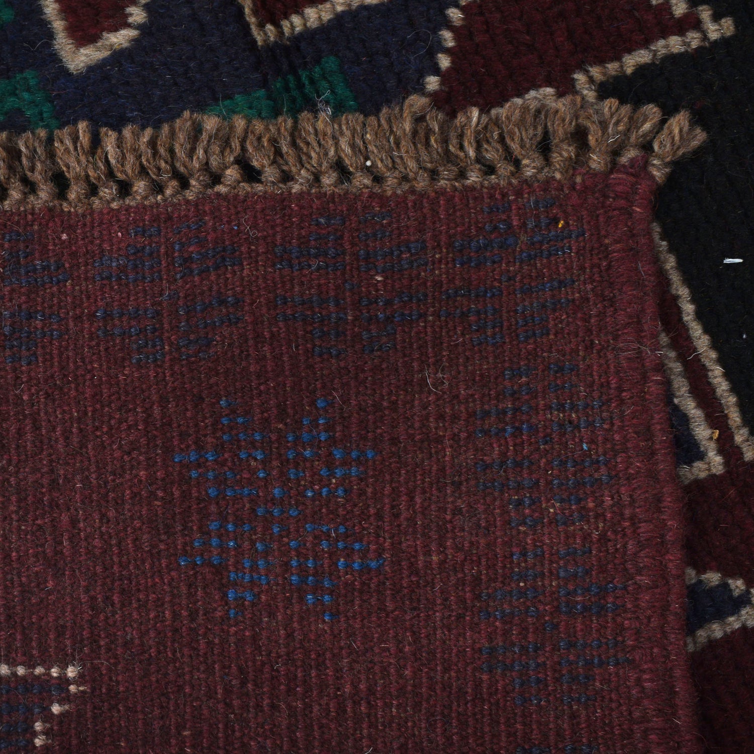 Baluchi Rug Handmade Dark Purple Geometric 4x6 ft