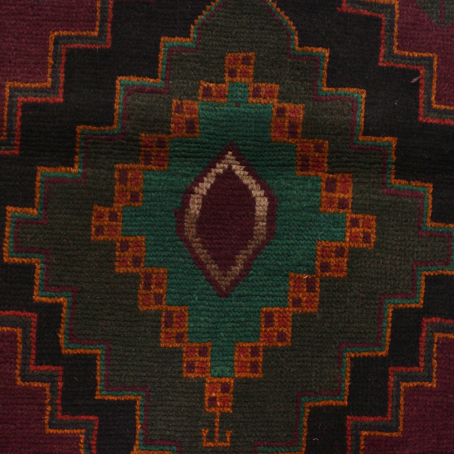 Baluchi Rug Handmade Dark Purple Geometric 4x6 ft