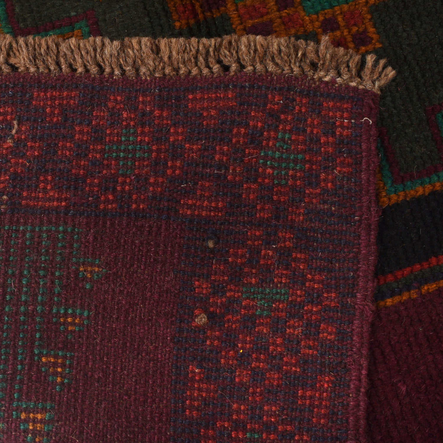 Baluchi Rug Handmade Dark Purple Geometric 4x6 ft