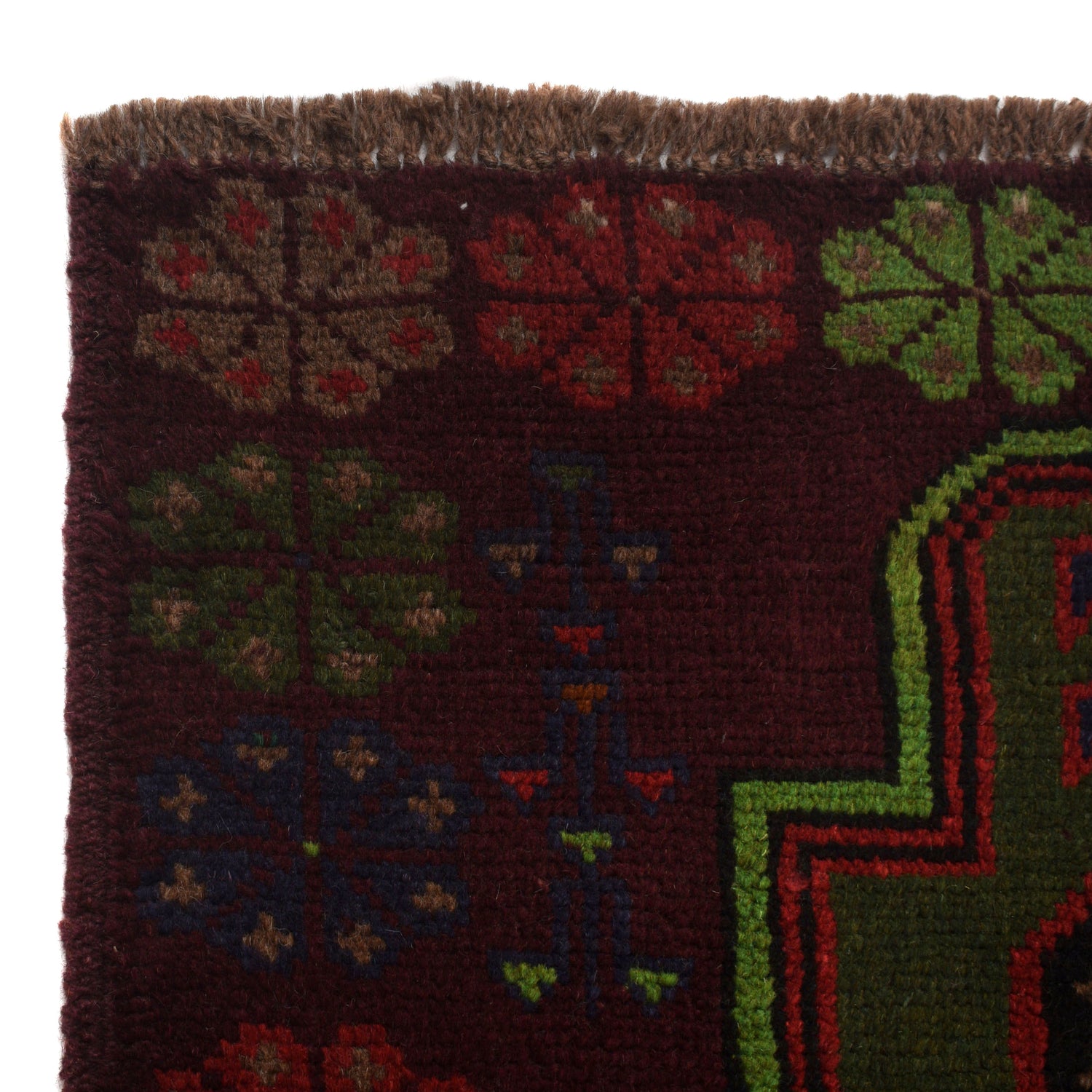 Baluchi Rug Handmade Dark Purple Geometric 4x6 ft
