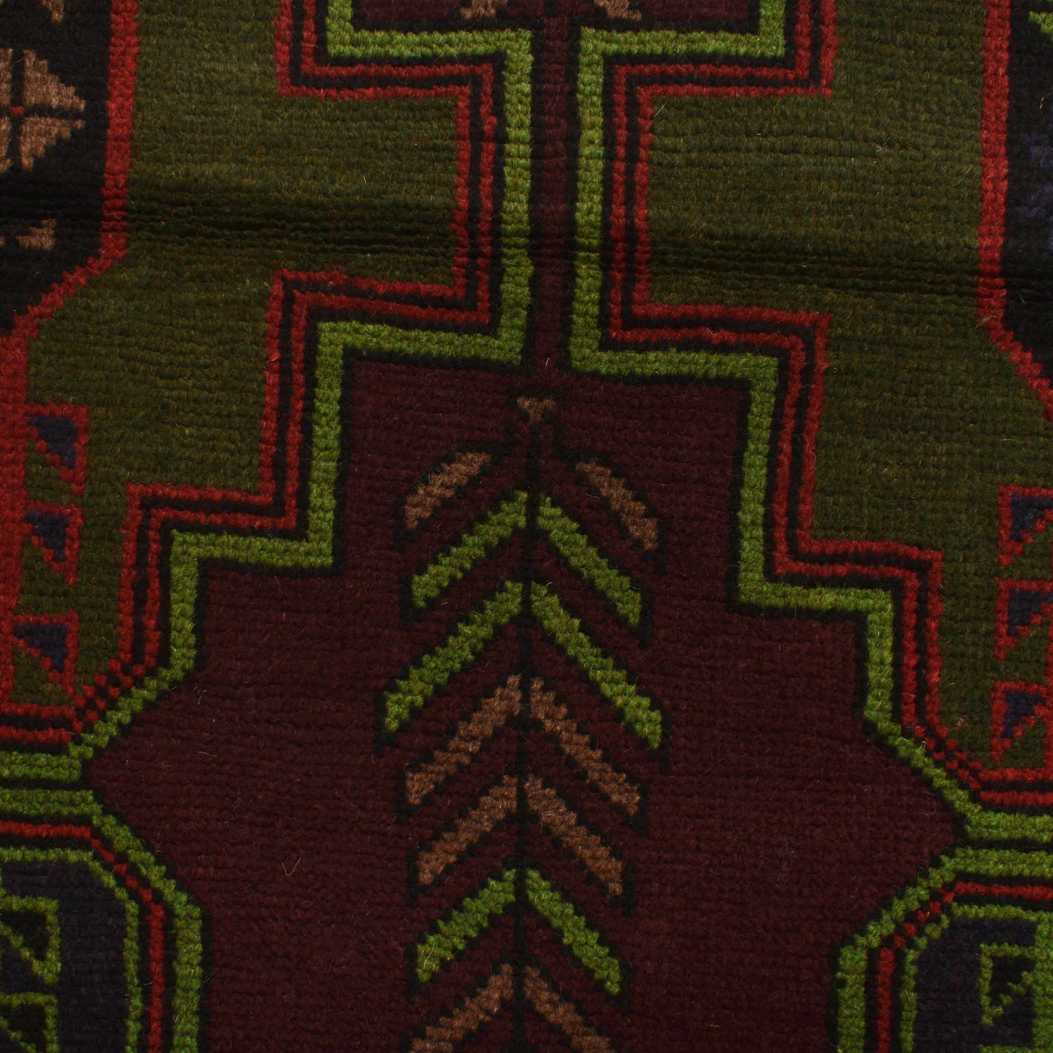 Baluchi Rug Handmade Dark Purple Geometric 4x6 ft