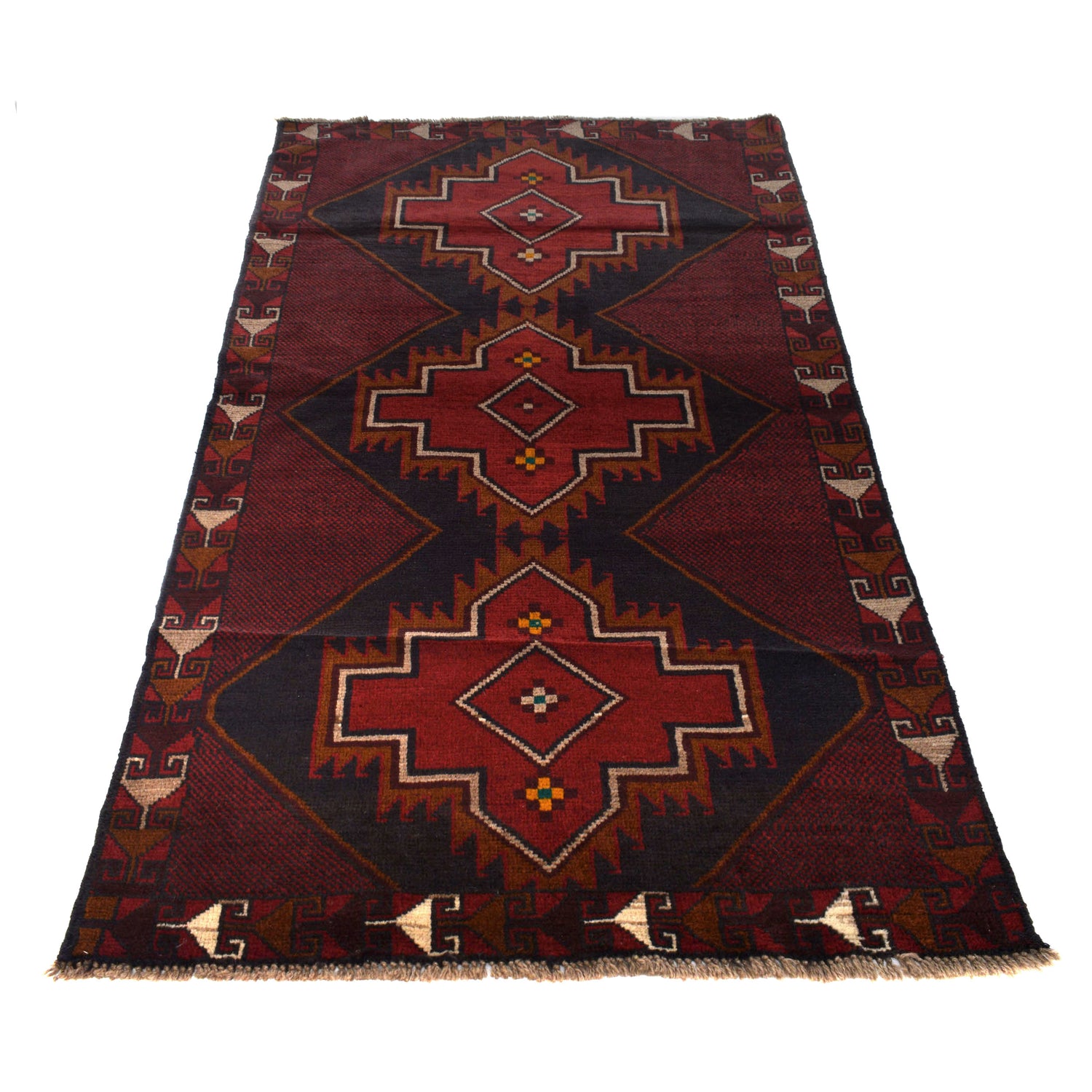 Baluchi Rug Handmade Red Geometric 4x6 ft