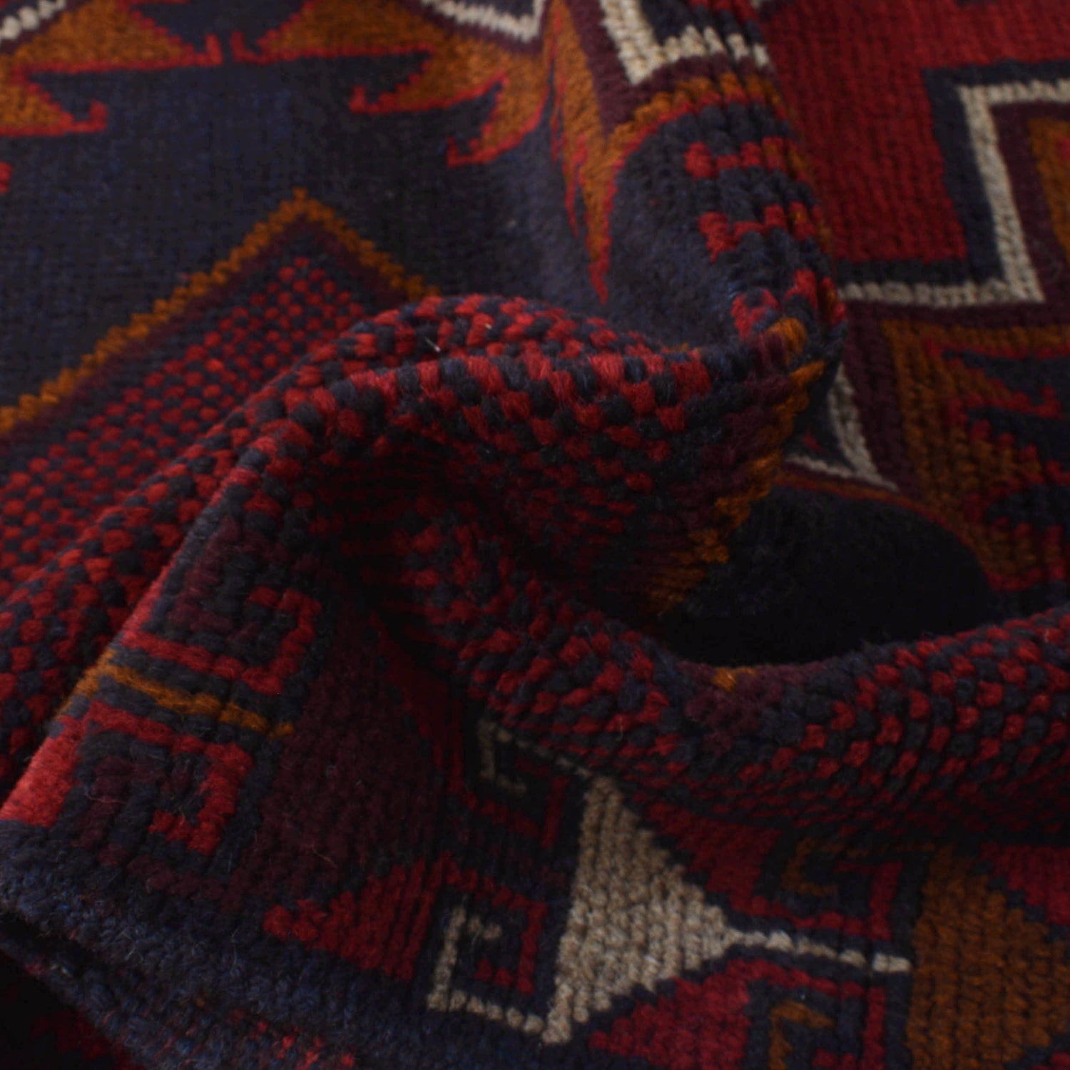 Baluchi Rug Handmade Red Geometric 4x6 ft