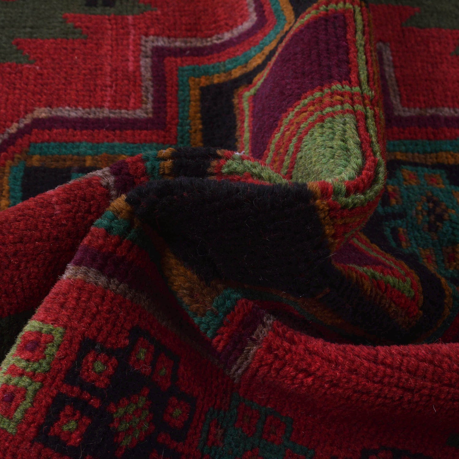 Baluchi Rug Handmade Red Geometric 4x6 ft