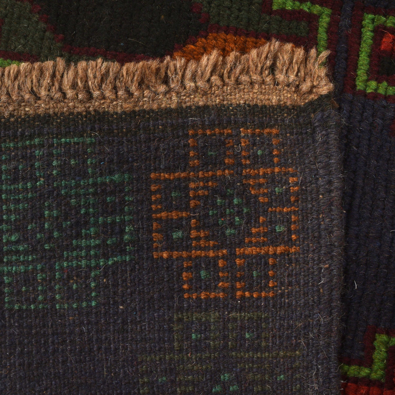 Baluchi Rug Handmade Dark Blue Geometric 4x6 ft