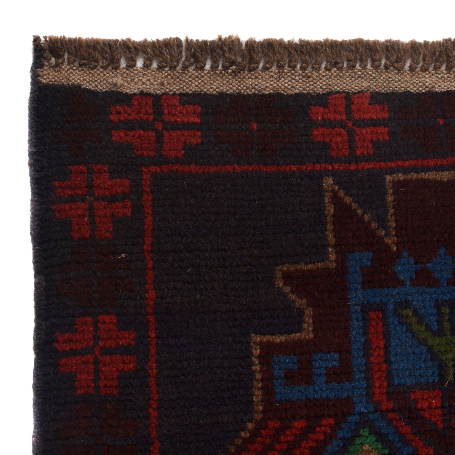 Baluchi Rug Handmade Dark Blue Geometric 4x6 ft