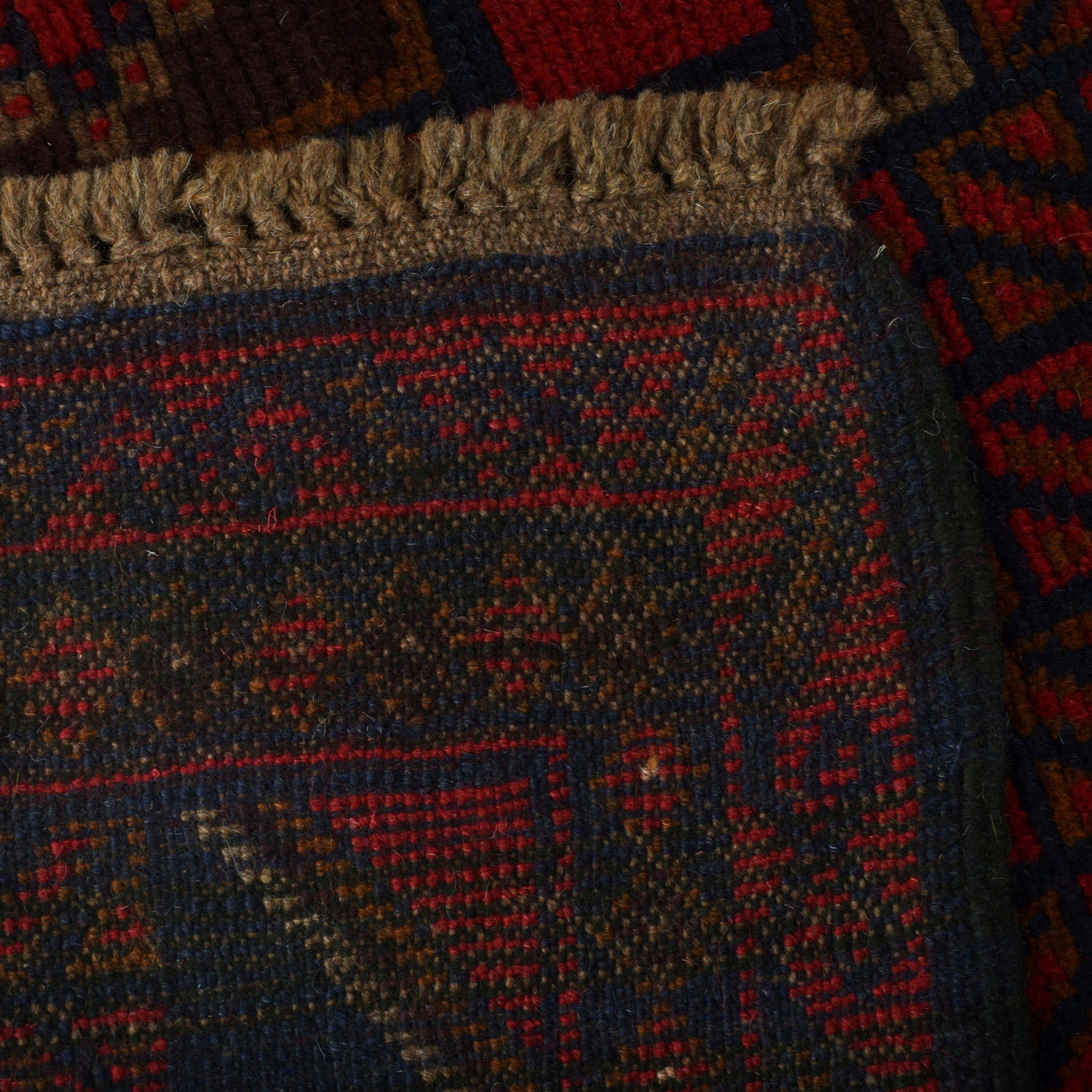 Baluchi Rug Handmade Red Geometric 4x6 ft