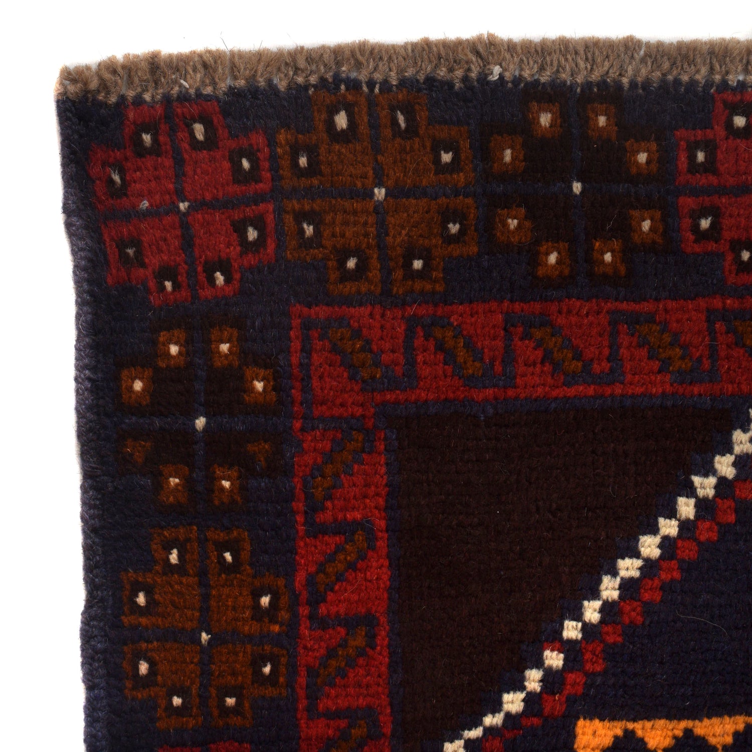 Baluchi Rug Handmade Dark Blue Geometric 4x6 ft