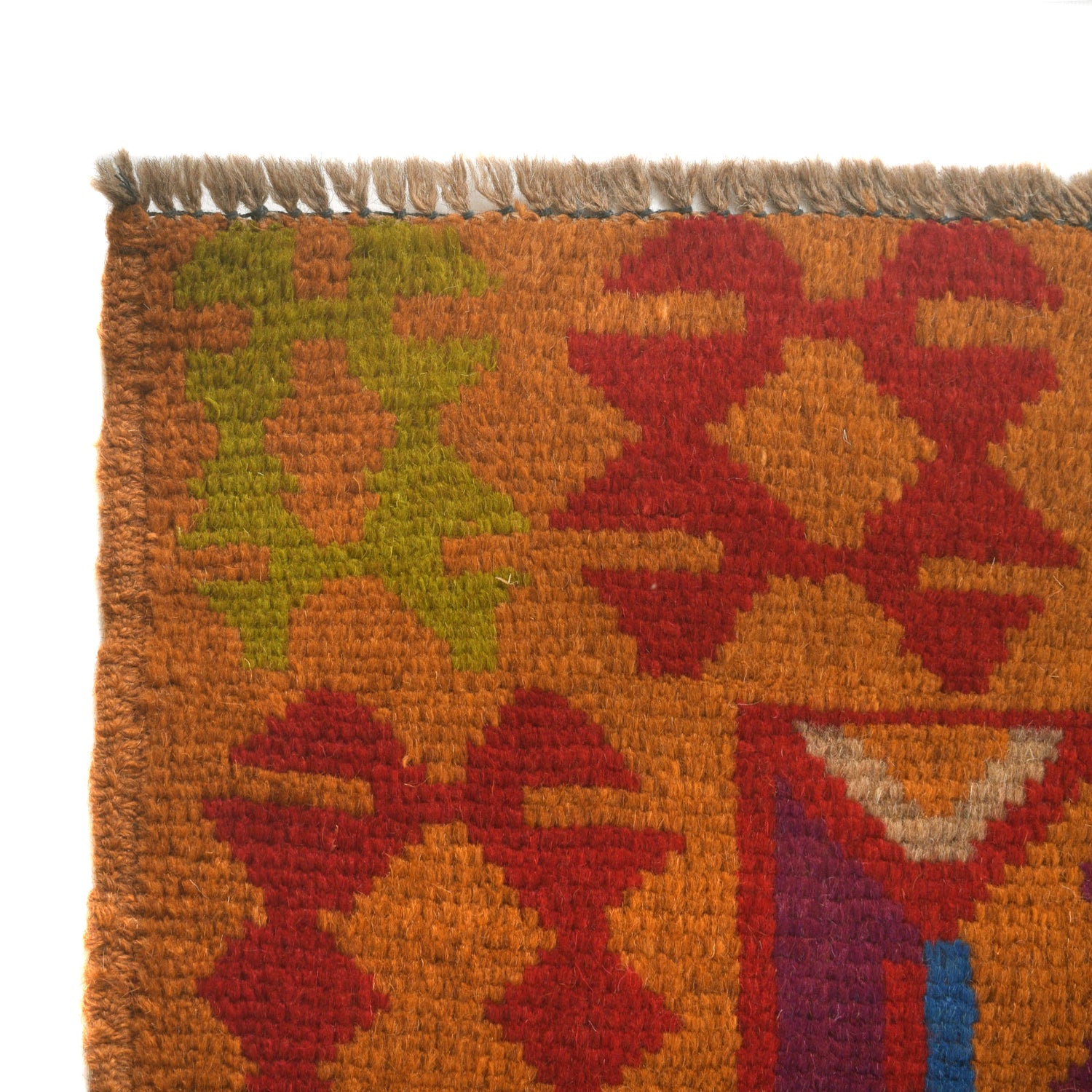 Baluchi Rug Handmade Orange Geometric 4x6 ft