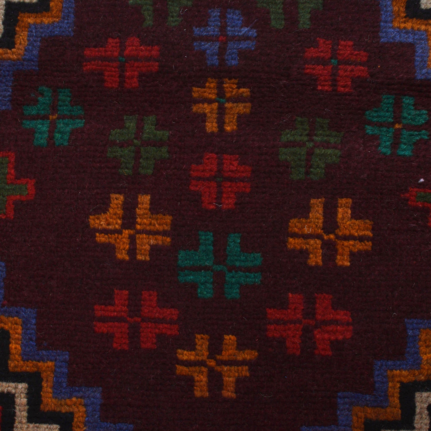 Baluchi Rug Handmade Red Geometric 4x6 ft