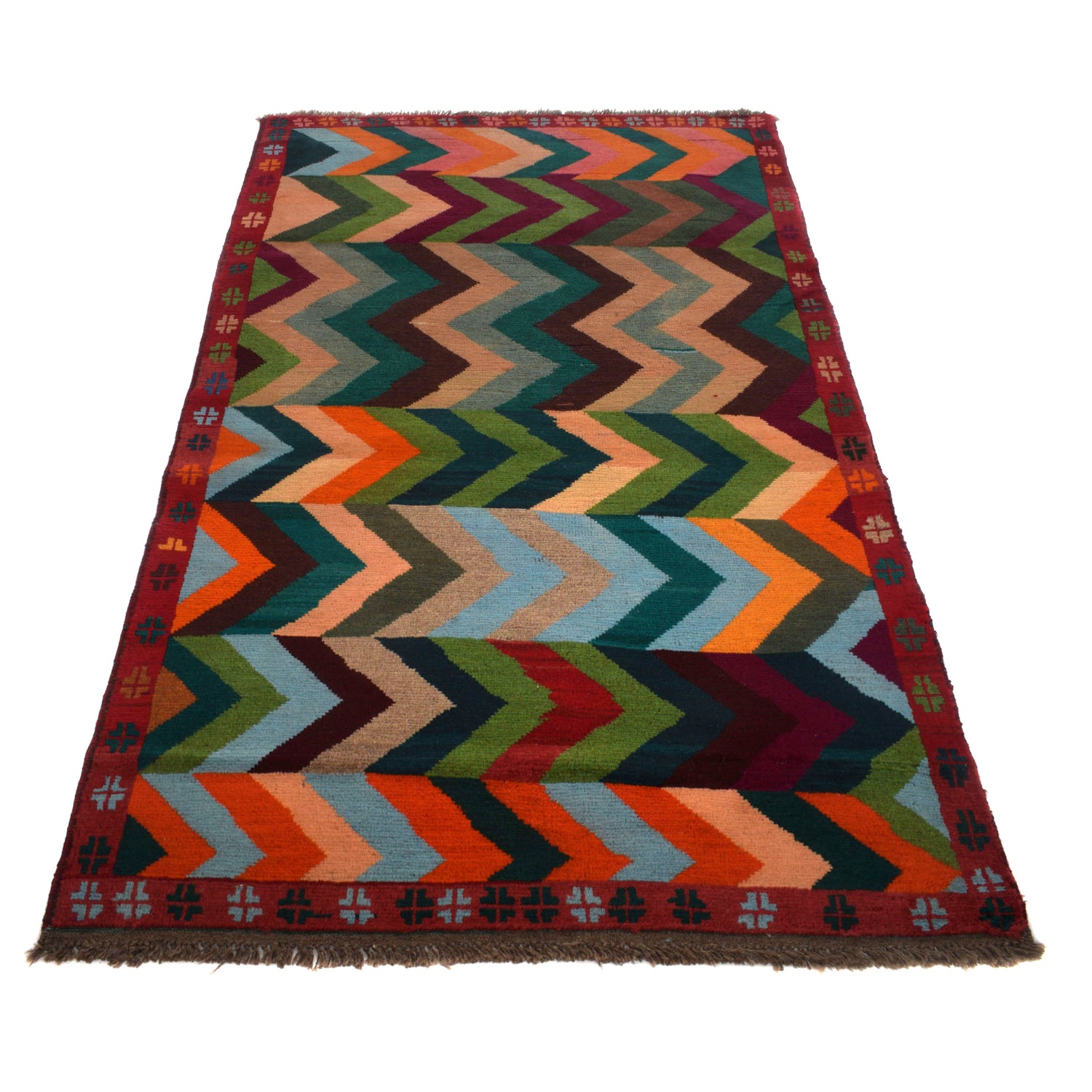 Baluchi Rug Handmade Multi Curvilinear 4x6 ft