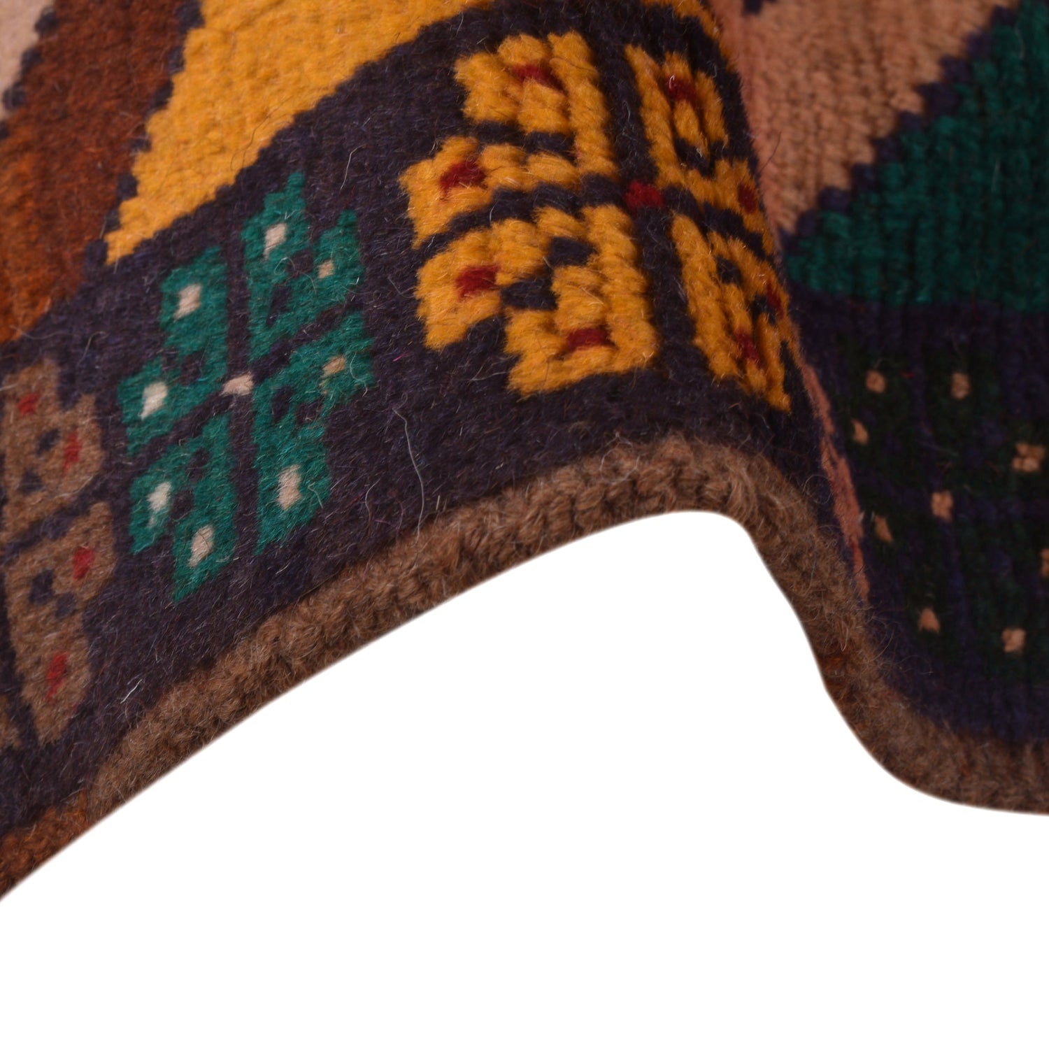 Baluchi Rug Handmade Multi Curvilinear 4x6 ft